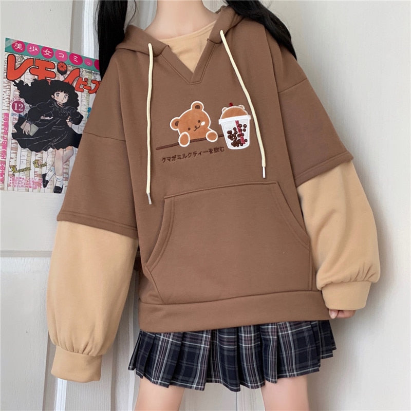 Sudadera con capucha y diseño de oso de Harajuku