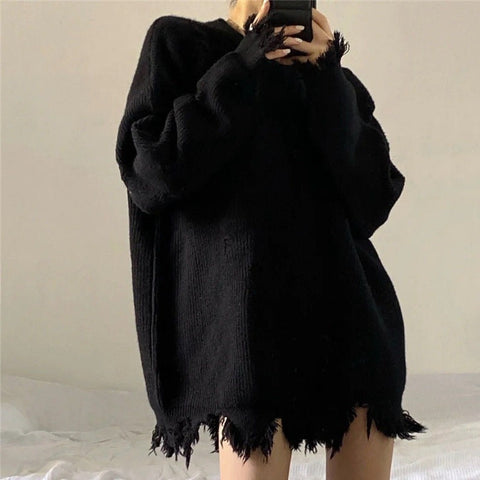 Gothic Black Knit Sweater