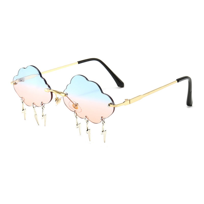 Rimless Cloud Sunglasses With Lightening Tassels