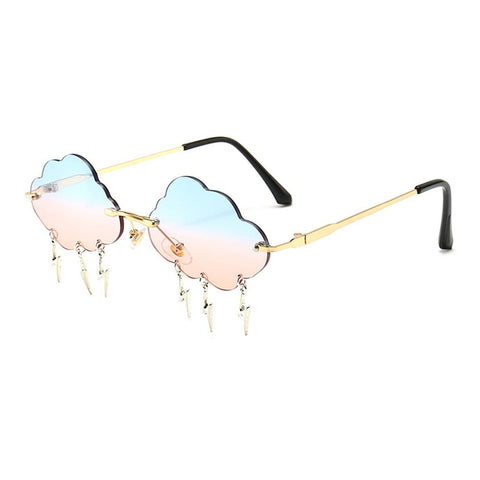 Rimless Cloud Sunglasses With Lightening Tassels