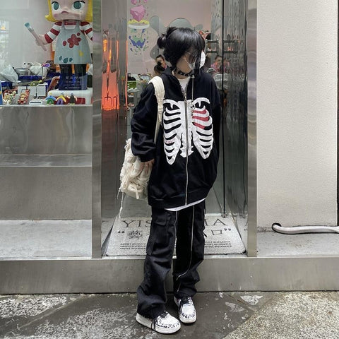 Y2k Ästhetischer Harajuku Emo Hoodie