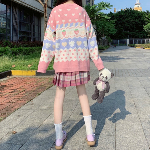 Japanischer Kawaii Erdbeerpullover