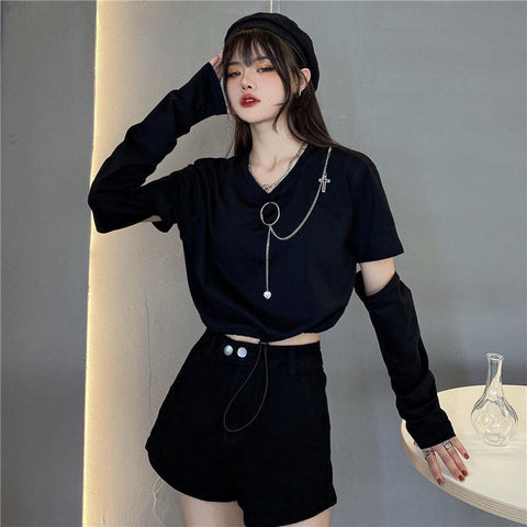 Darkwear Removable Sleeve T-shirt with Chain
