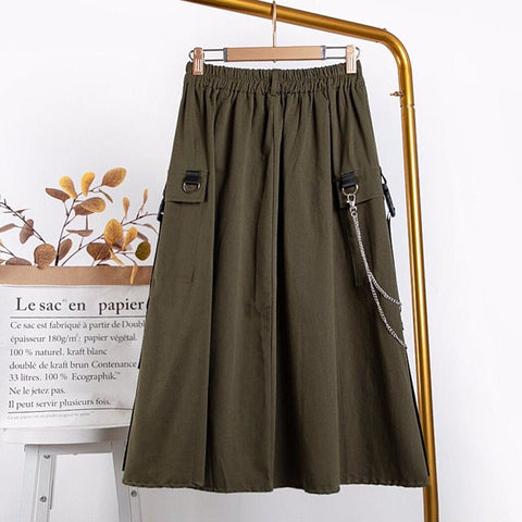 Gothic High Waist Cargo Skirt