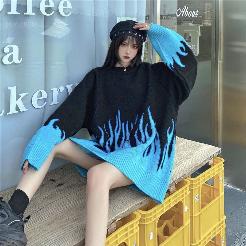 Gothic Flames Harajuku Sweater