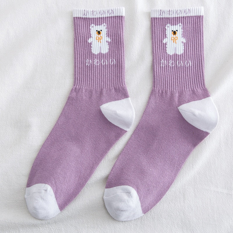 Socken mit japanischem Cartoon-Bärenmotiv