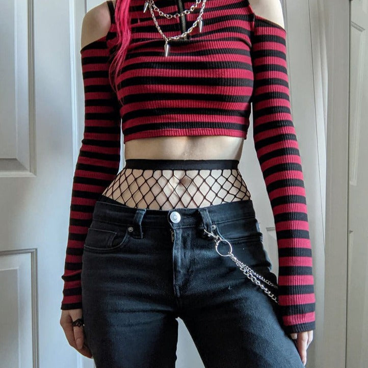 Gothic Grunge gestreiftes Top