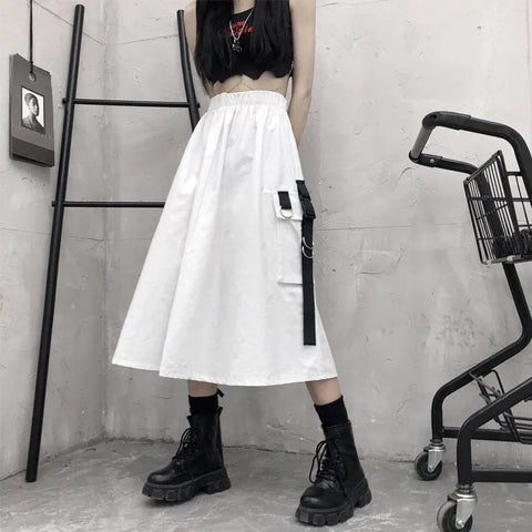 Gothic High Waist Cargo Skirt