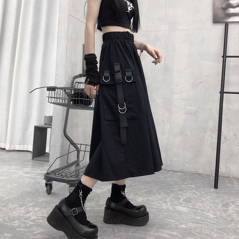 Gothic High Waist Cargo Skirt