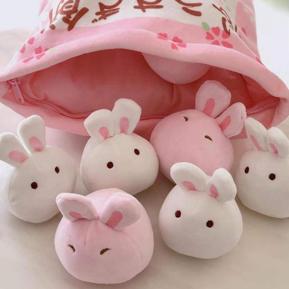 Juego de 8 conejos de peluche japoneses