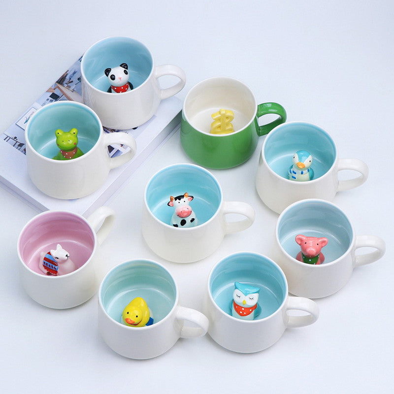 Tazas de cerámica con animales adorables