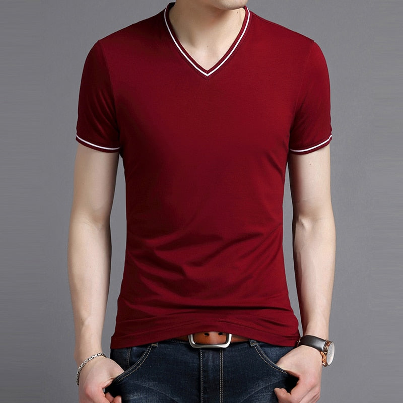Elio - V Neck Solid T-Shirt