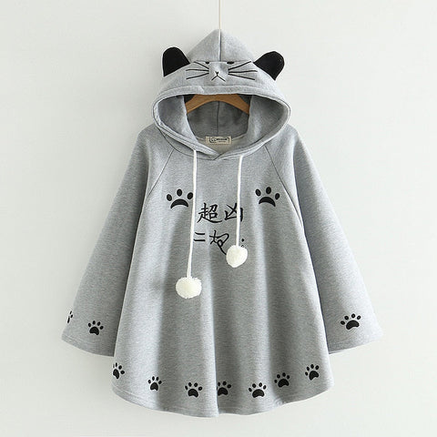 Poncho con orejas de gato kawaii