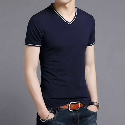 Elio - V Neck Solid T-Shirt