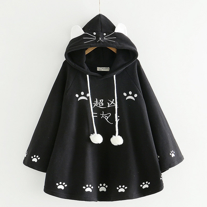 Poncho con orejas de gato kawaii