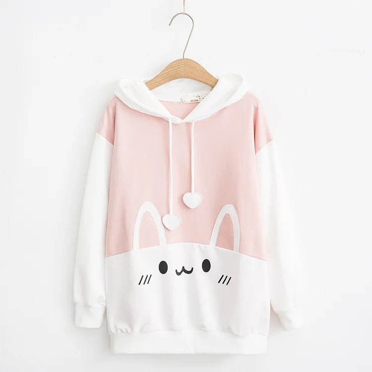 Sudadera con capucha con estampado de gato kawaii