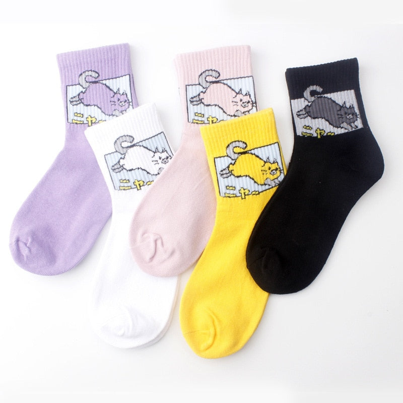 Farbige Cartoon-Katzensocken