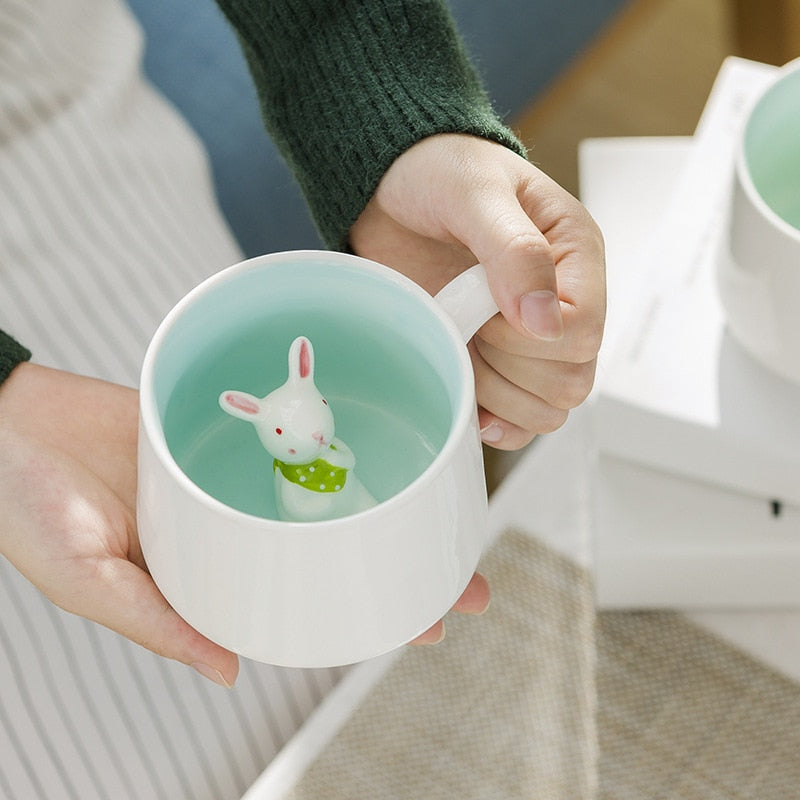 Tazas de cerámica con animales adorables