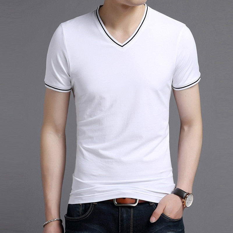 Elio - V Neck Solid T-Shirt