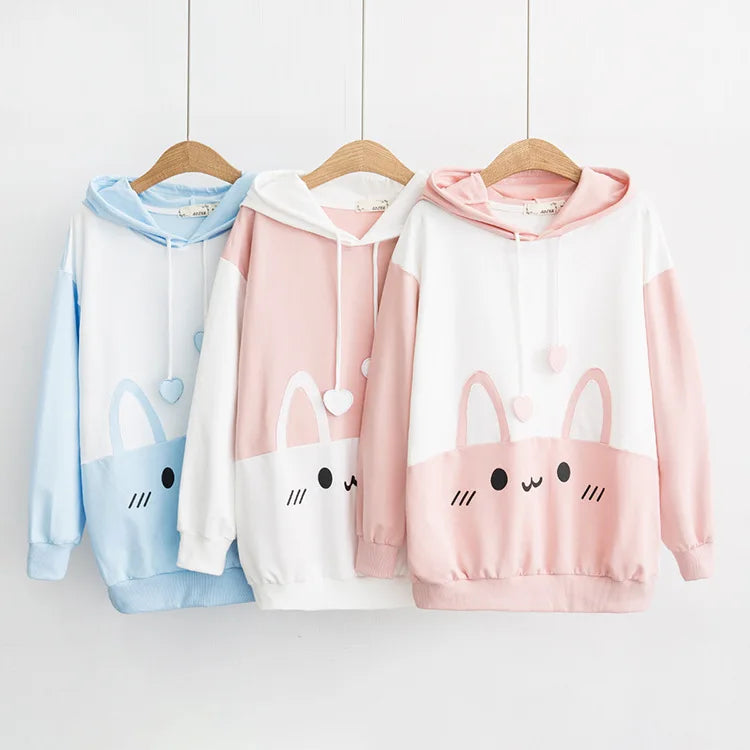 Kapuzenpullover mit Kawaii-Katzen-Grafik