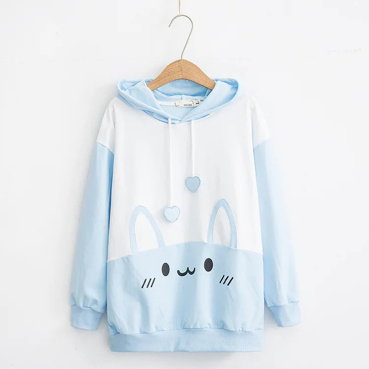 Kapuzenpullover mit Kawaii-Katzen-Grafik