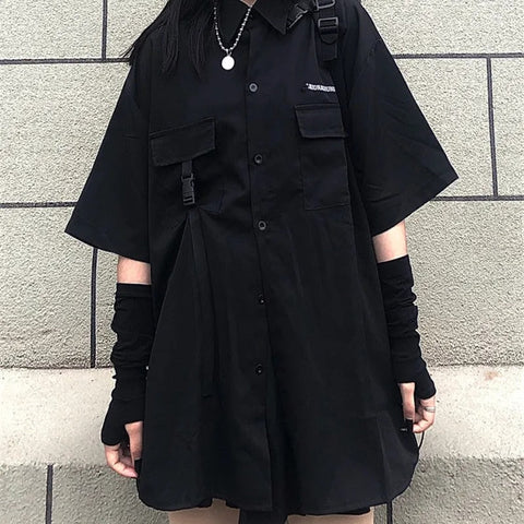 Korean Darkwear Clothing Set - Shirt & Skirt