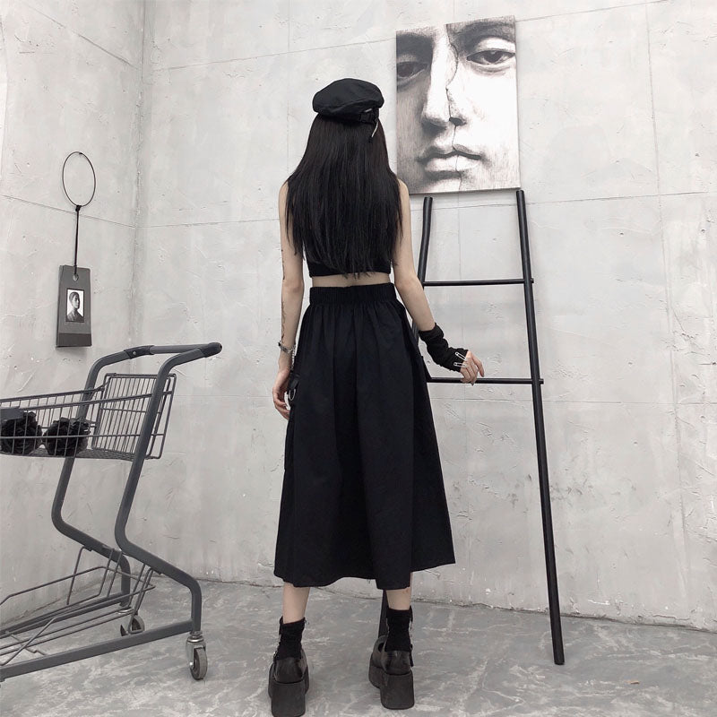 Gothic High Waist Cargo Skirt