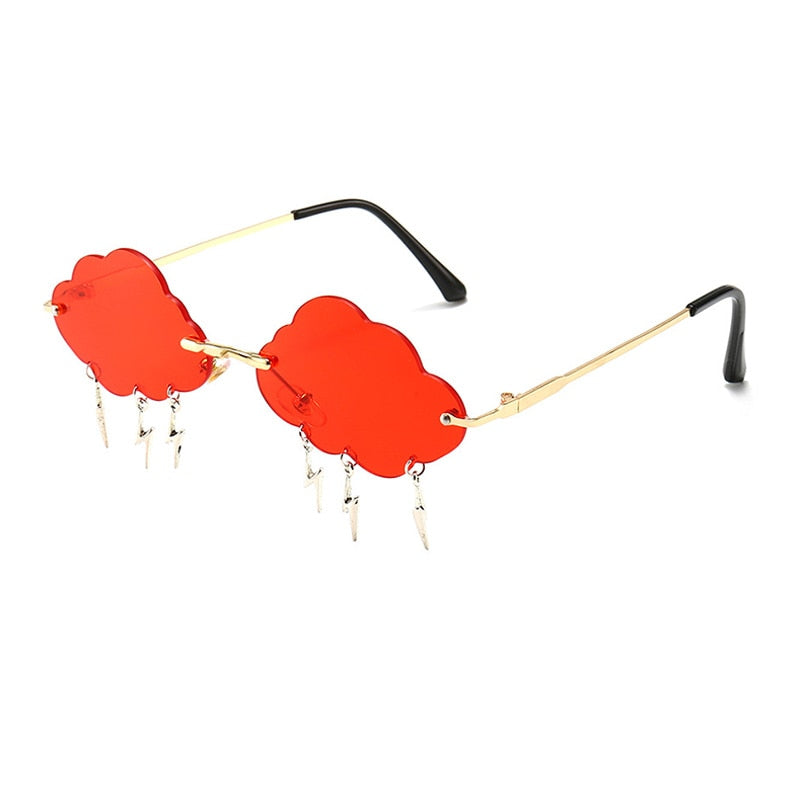 Rimless Cloud Sunglasses With Lightening Tassels