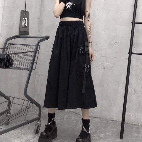 Gothic High Waist Cargo Skirt