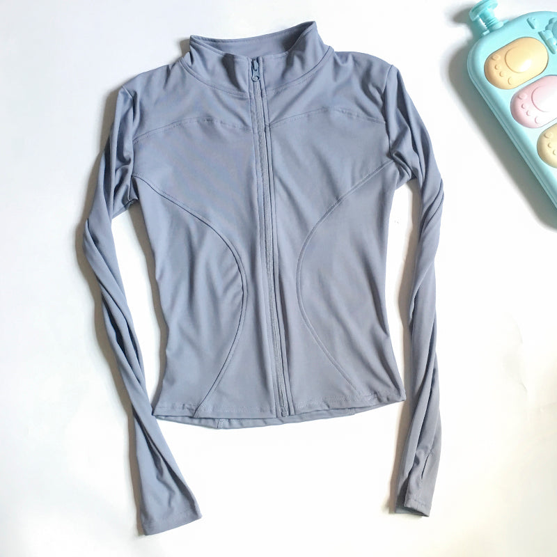 Chaqueta de manga larga con cremallera para mujer de yoga y fitness