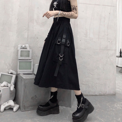 Gothic High Waist Cargo Skirt