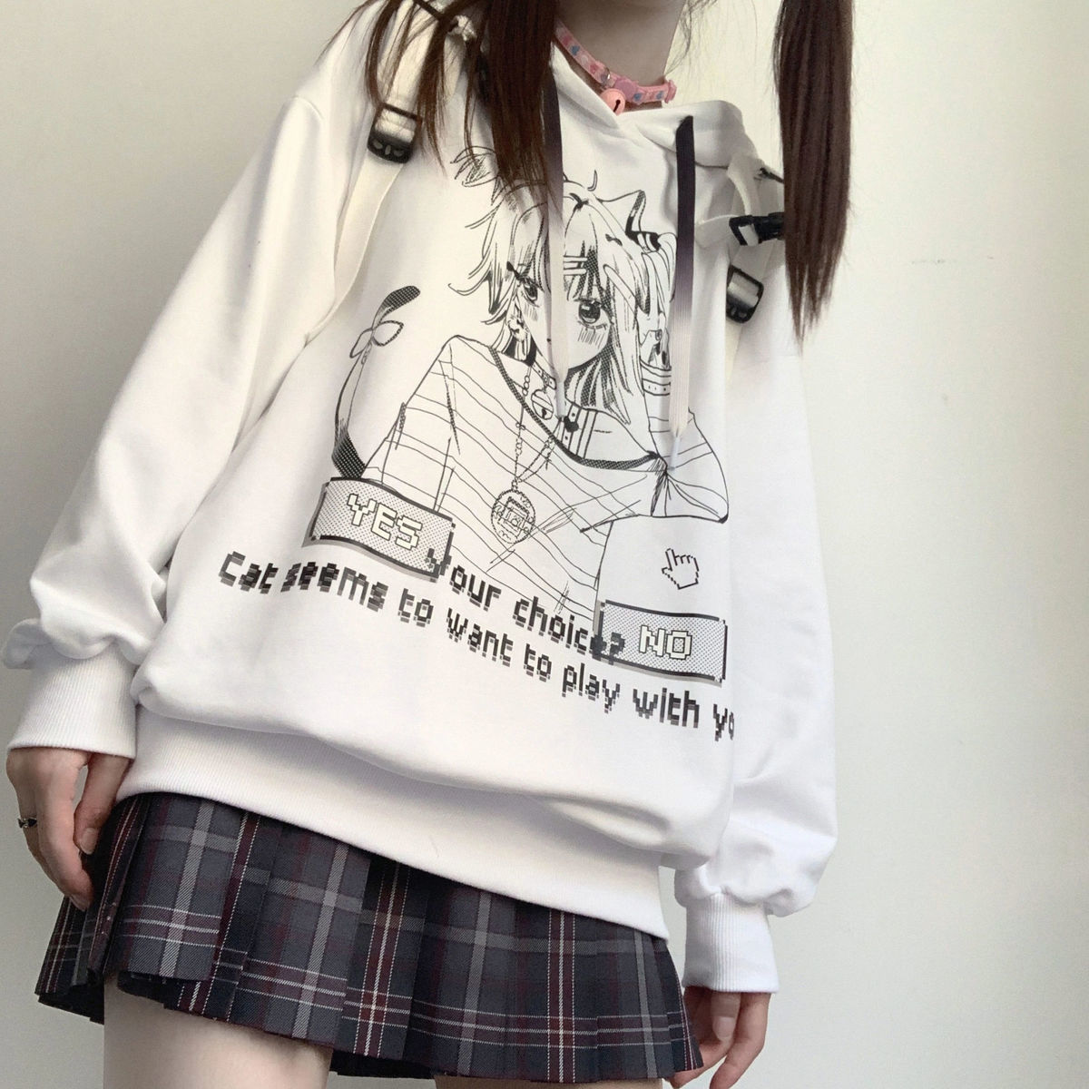 Sudadera con capucha oscura de estilo anime gótico