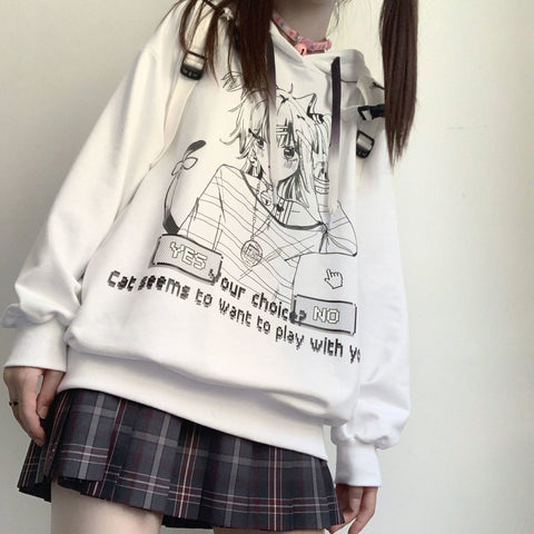 Sudadera con capucha oscura de estilo anime gótico