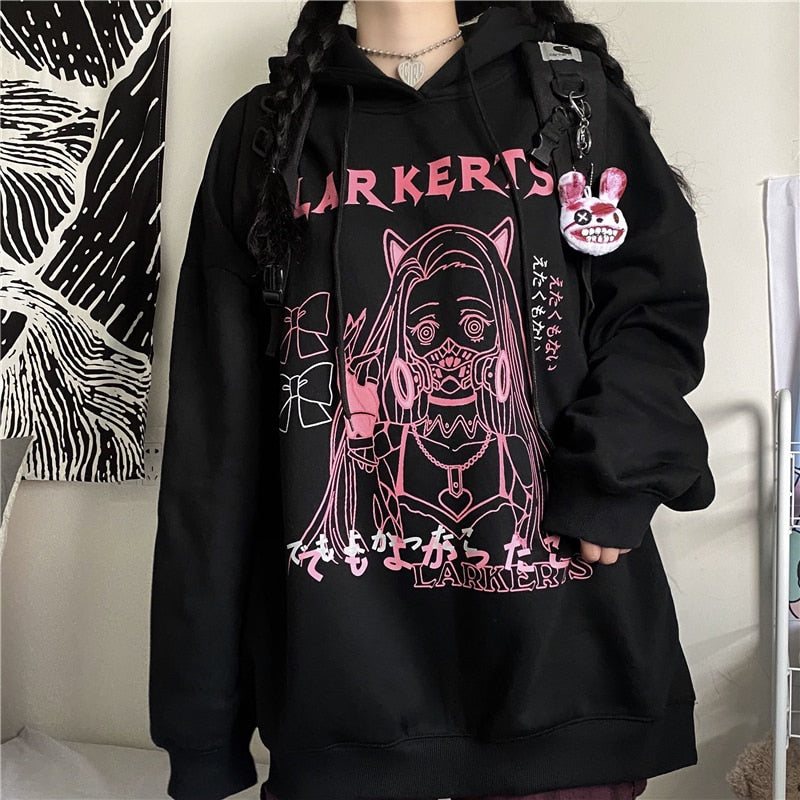 Sudadera con capucha con estampado de anime 