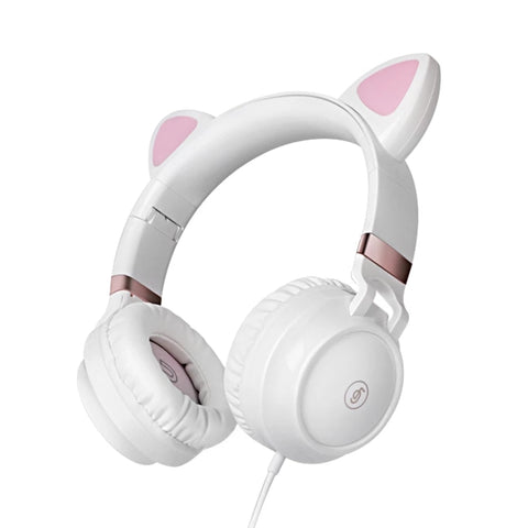 Auriculares con orejas de gato blancas