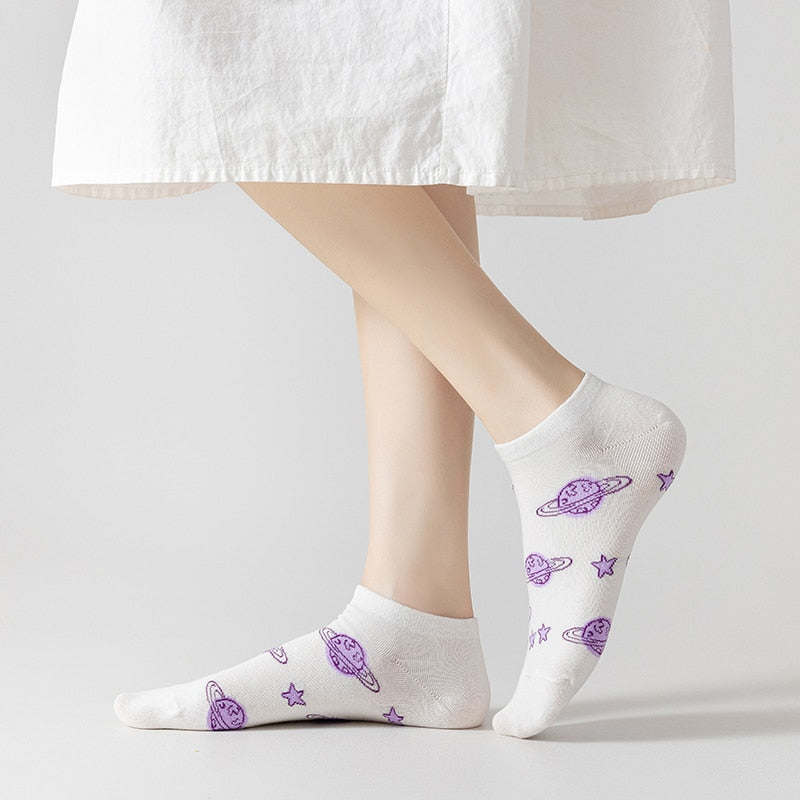 Ulzzang Mädchen Sterne Planeten Socken