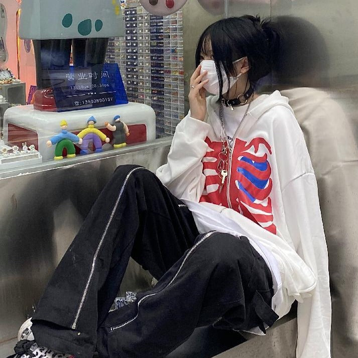 Y2k Ästhetischer Harajuku Emo Hoodie