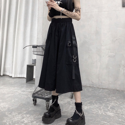 Gothic High Waist Cargo Skirt