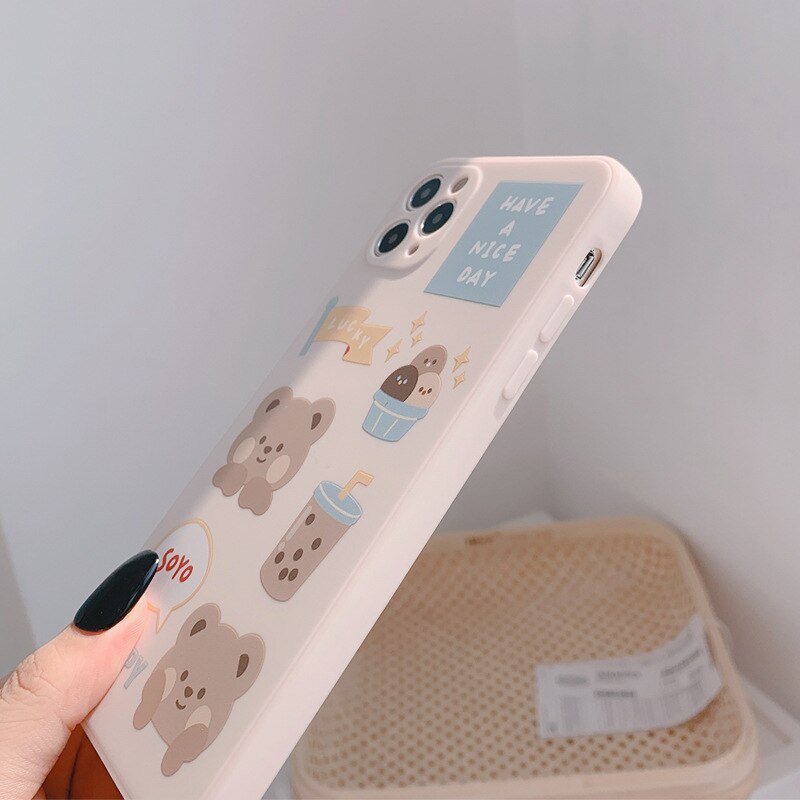 Funda para iPhone con diseño de oso de leche