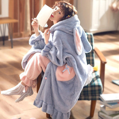 Pijamas kawaii con capucha de invierno