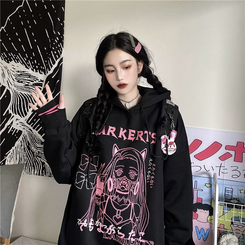 Sudadera con capucha con estampado de anime 