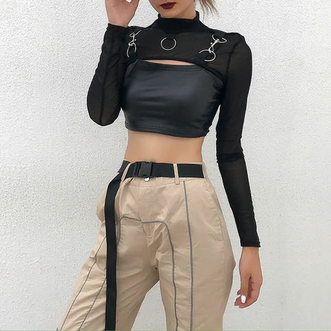 Gothic Lace Mesh Crop Top