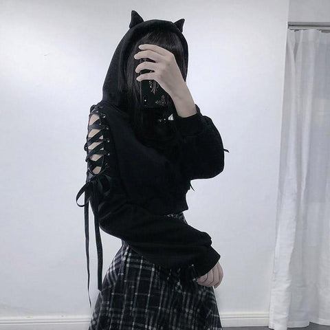 Harajuku Dark Neko Hoodie