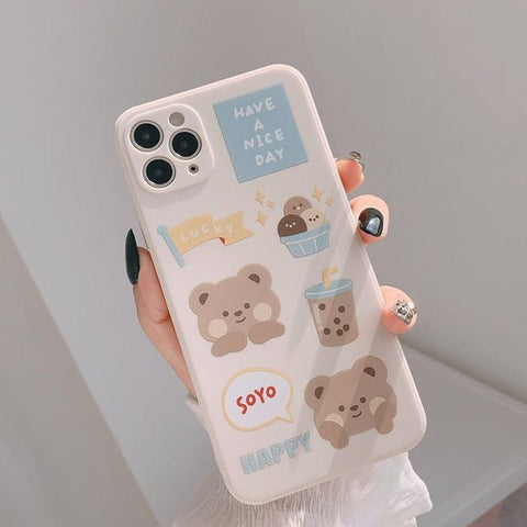 Funda para iPhone con diseño de oso de leche