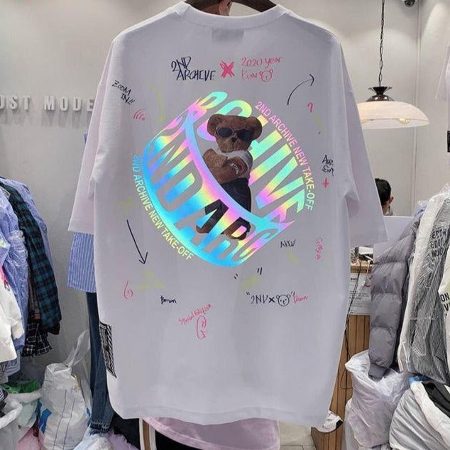 Camiseta reflectante de Harajuku 