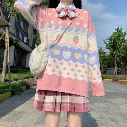 Japanischer Kawaii Erdbeerpullover