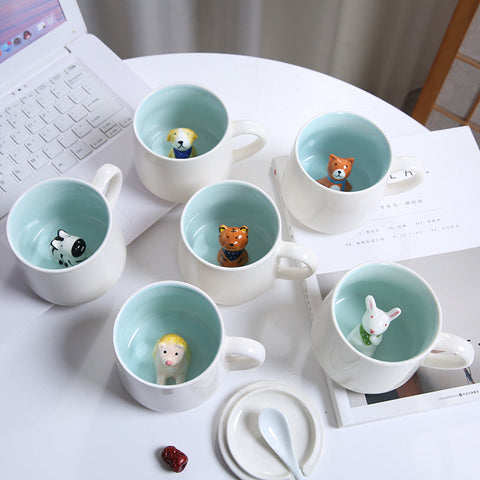 Tazas de cerámica con animales adorables