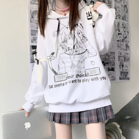 Sudadera con capucha oscura de estilo anime gótico