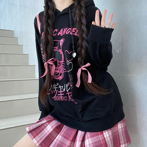 Sudadera con capucha de anime gótico pastel