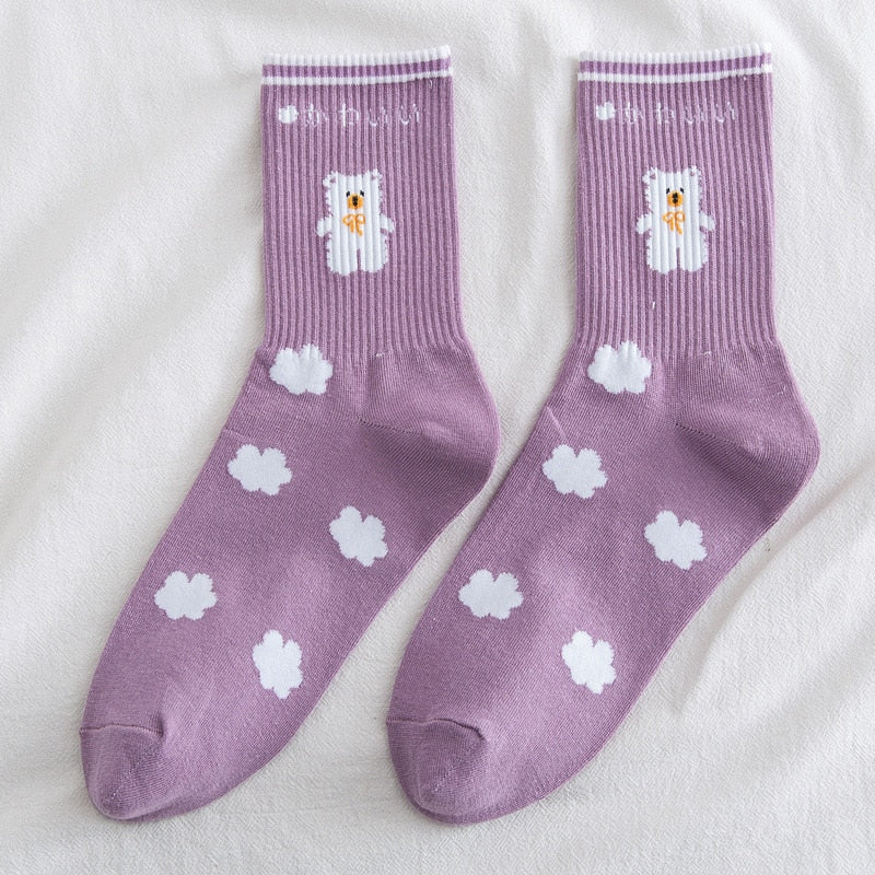 Socken mit japanischem Cartoon-Bärenmotiv